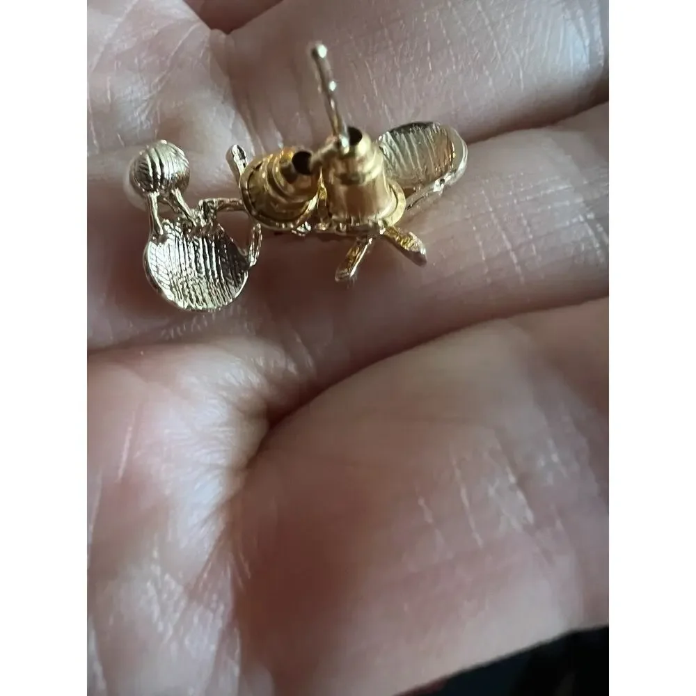 Anthropologie Seashell Starfish Earrings Mismatch Blue Gold Pearl CZ Mermaidcore